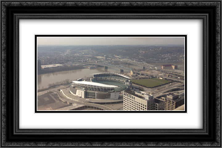Paul Brown Stadium 24x16 Black Ornate Wood Framed Art Print Poster with Double Matting