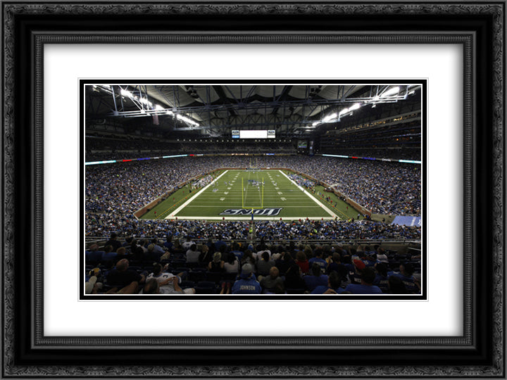 Ford Field 24x18 Black Ornate Wood Framed Art Print Poster with Double Matting