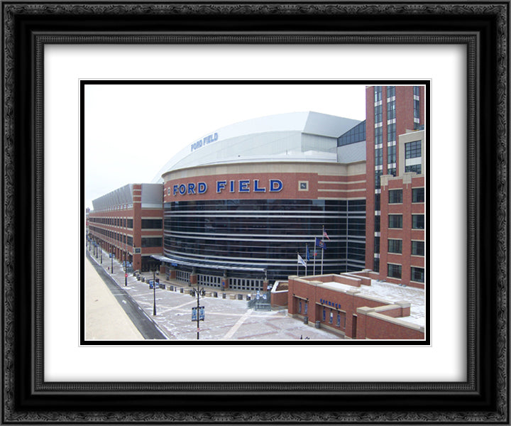 Ford Field 24x20 Black Ornate Wood Framed Art Print Poster with Double Matting