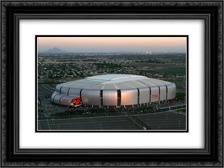 University of Phoenix Stadium 24x18 Black Ornate Wood Framed Art Print Poster with Double Matting