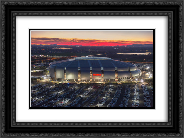 University of Phoenix Stadium 24x18 Black Ornate Wood Framed Art Print Poster with Double Matting