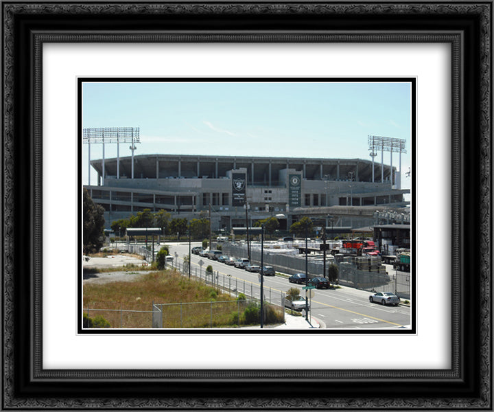 Oakland Alameda Stadium 24x20 Black Ornate Wood Framed Art Print Poster with Double Matting