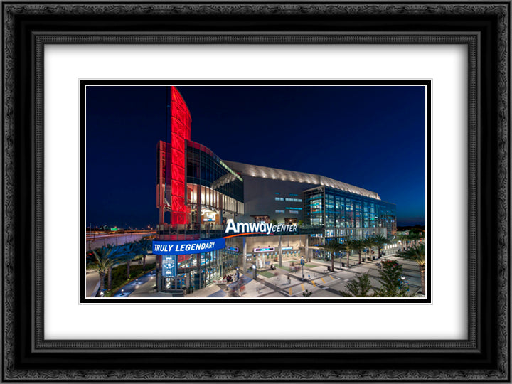 Amway Center 24x18 Black Ornate Wood Framed Art Print Poster with Double Matting