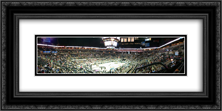 AT&T Center 24x12 Black Ornate Wood Framed Art Print Poster with Double Matting