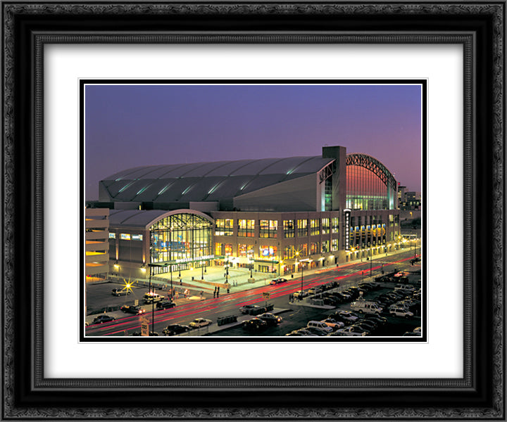 Bankers Life Fieldhouse 24x20 Black Ornate Wood Framed Art Print Poster with Double Matting