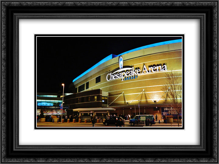 Chesapeake Energy Arena 24x18 Black Ornate Wood Framed Art Print Poster with Double Matting