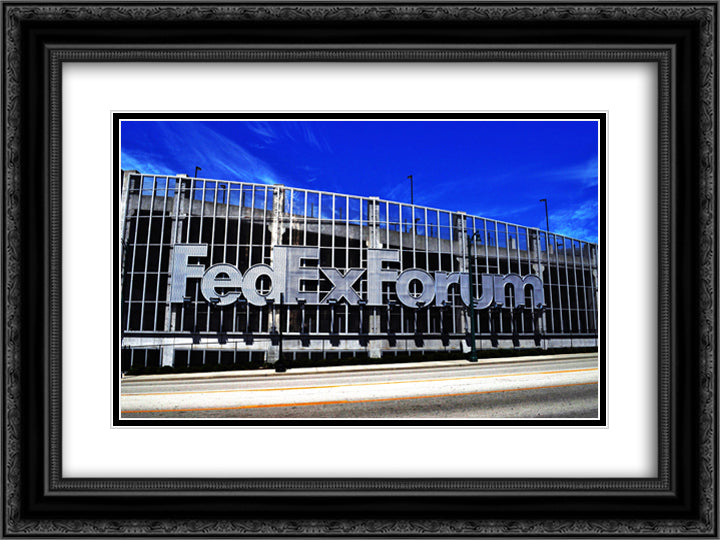 FedEx Forum 24x18 Black Ornate Wood Framed Art Print Poster with Double Matting