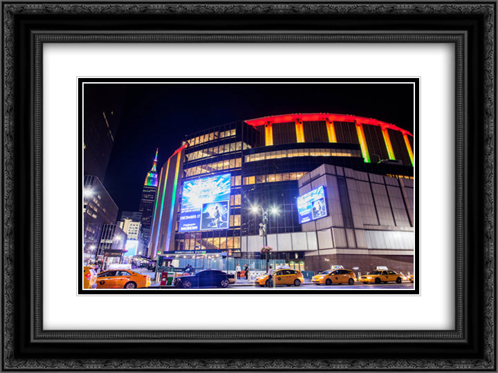 Madison Square Garden 24x18 Black Ornate Wood Framed Art Print Poster with Double Matting