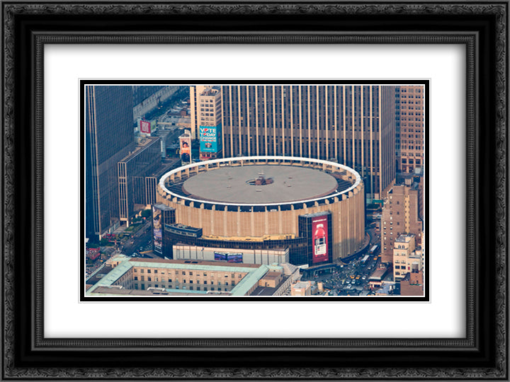 Madison Square Garden 24x18 Black Ornate Wood Framed Art Print Poster with Double Matting