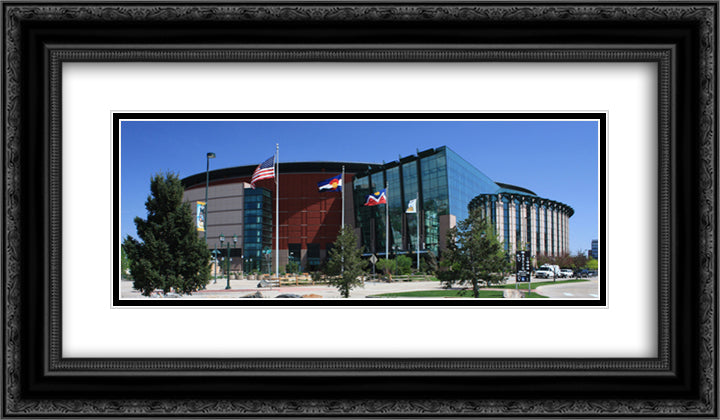 Pepsi Center 24x14 Black Ornate Wood Framed Art Print Poster with Double Matting