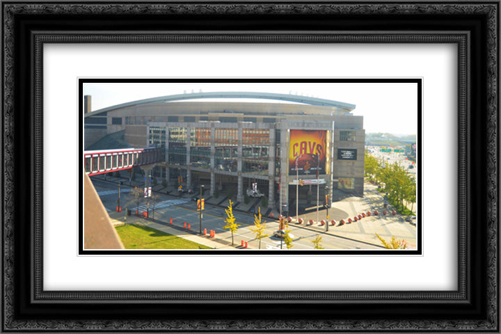 Quicken Loans Arena 24x16 Black Ornate Wood Framed Art Print Poster with Double Matting