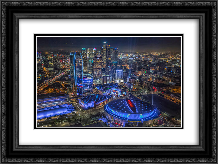 Staples Center 24x18 Black Ornate Wood Framed Art Print Poster with Double Matting