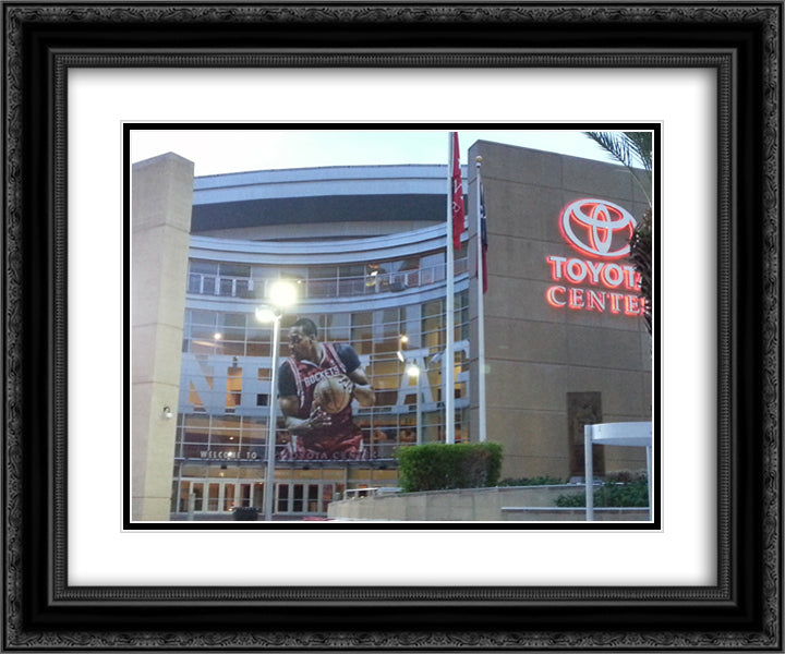 Toyota Center 24x20 Black Ornate Wood Framed Art Print Poster with Double Matting
