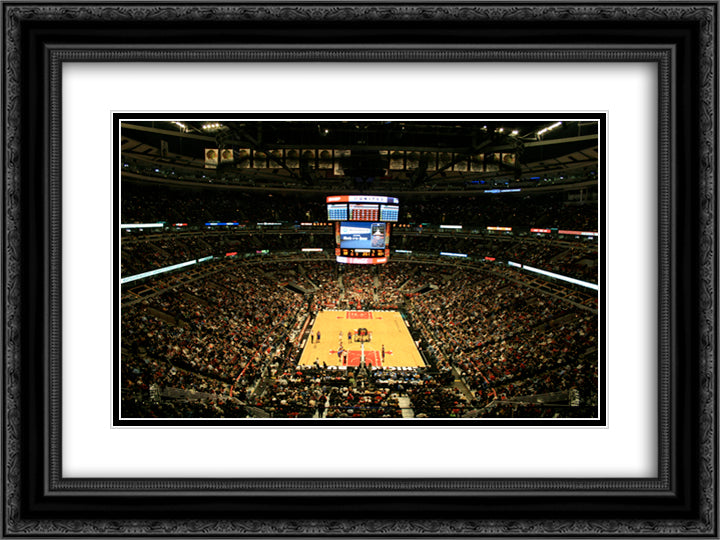 United Center 24x18 Black Ornate Wood Framed Art Print Poster with Double Matting