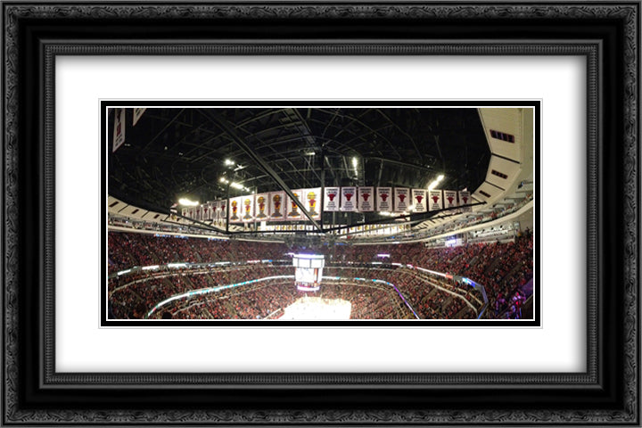 United Center 24x16 Black Ornate Wood Framed Art Print Poster with Double Matting