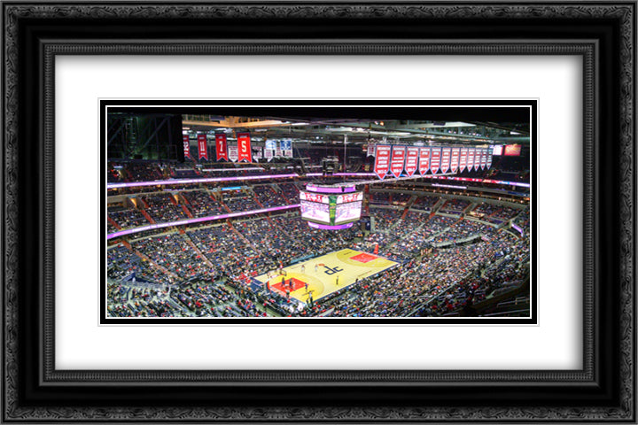 Verizon Center 24x16 Black Ornate Wood Framed Art Print Poster with Double Matting