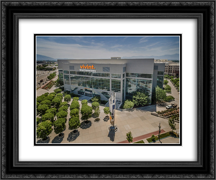 Vivint Smart Home Arena 24x20 Black Ornate Wood Framed Art Print Poster with Double Matting