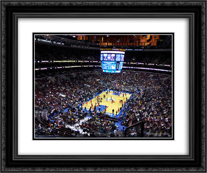 Wells Fargo Center 24x20 Black Ornate Wood Framed Art Print Poster with Double Matting
