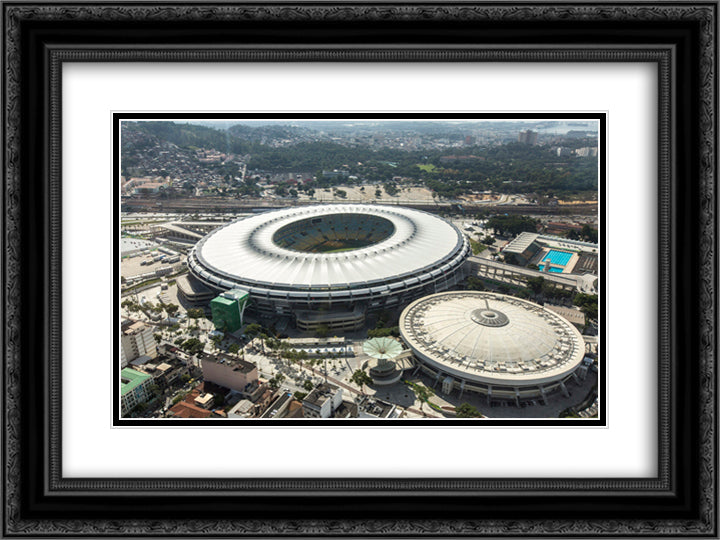 Maracana Stadium 24x18 Black Ornate Wood Framed Art Print Poster with Double Matting