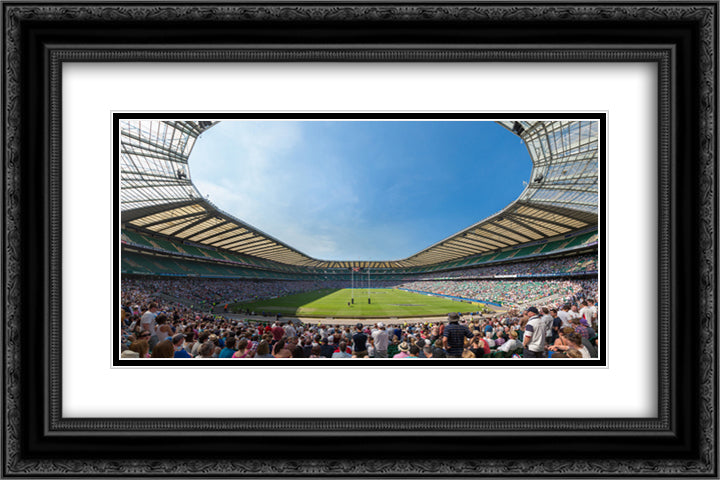 Twickenham Stadium 24x16 Black Ornate Wood Framed Art Print Poster with Double Matting