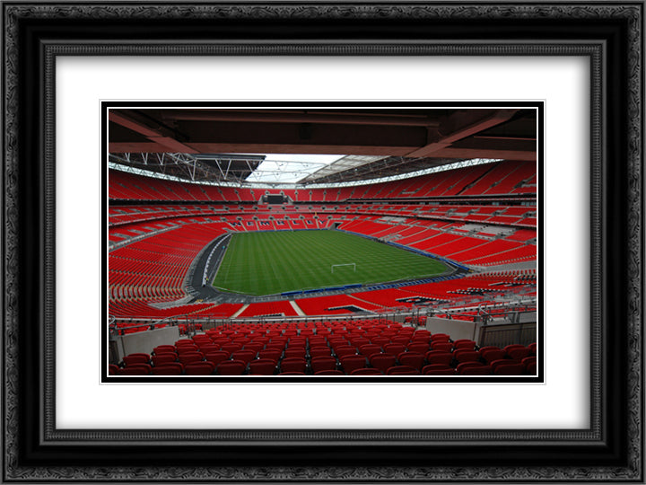Wembley Stadium 24x18 Black Ornate Wood Framed Art Print Poster with Double Matting