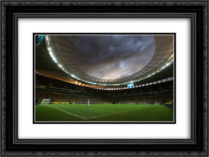 Estadio Nacional Mane Garrincha 24x18 Black Ornate Wood Framed Art Print Poster with Double Matting