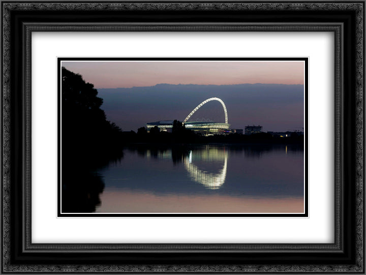 Wembley Stadium 24x18 Black Ornate Wood Framed Art Print Poster with Double Matting