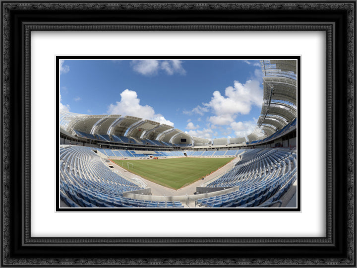 The Estadio das Dunas 24x18 Black Ornate Wood Framed Art Print Poster with Double Matting
