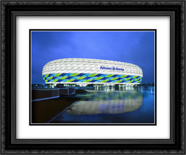 The Allianz Arena 24x20 Black Ornate Wood Framed Art Print Poster with Double Matting