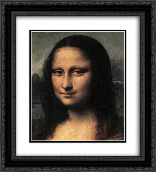 Mona Lisa [detail: 1] 20x22 Black Ornate Wood Framed Art Print Poster with Double Matting by da Vinci, Leonardo