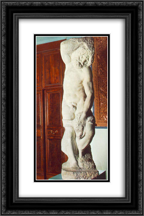 Slave (bearded) 16x24 Black Ornate Wood Framed Art Print Poster with Double Matting by Michelangelo