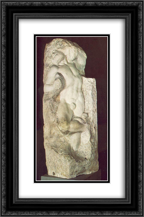 Slave (awakening) 16x24 Black Ornate Wood Framed Art Print Poster with Double Matting by Michelangelo