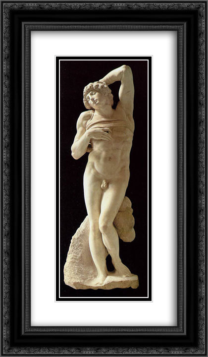 Slave (dying) 14x24 Black Ornate Wood Framed Art Print Poster with Double Matting by Michelangelo