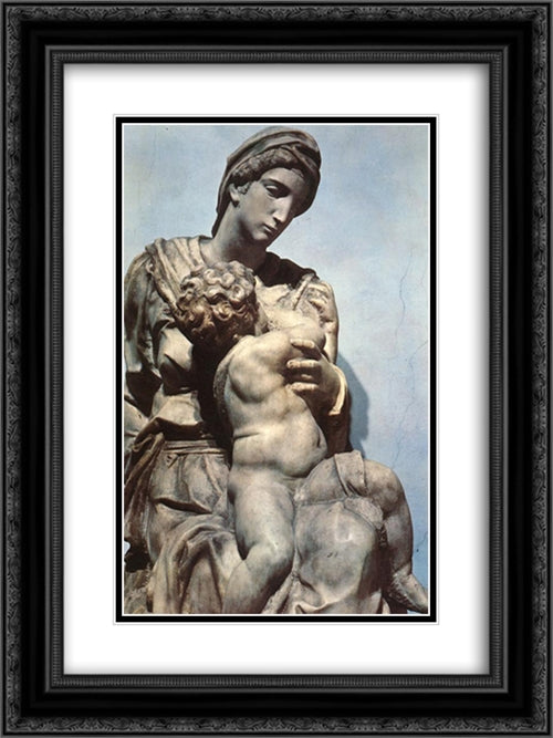 Medici Madonna [detail: 1] 18x24 Black Ornate Wood Framed Art Print Poster with Double Matting by Michelangelo