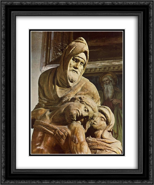 Pieta [detail: 1] 20x24 Black Ornate Wood Framed Art Print Poster with Double Matting by Michelangelo
