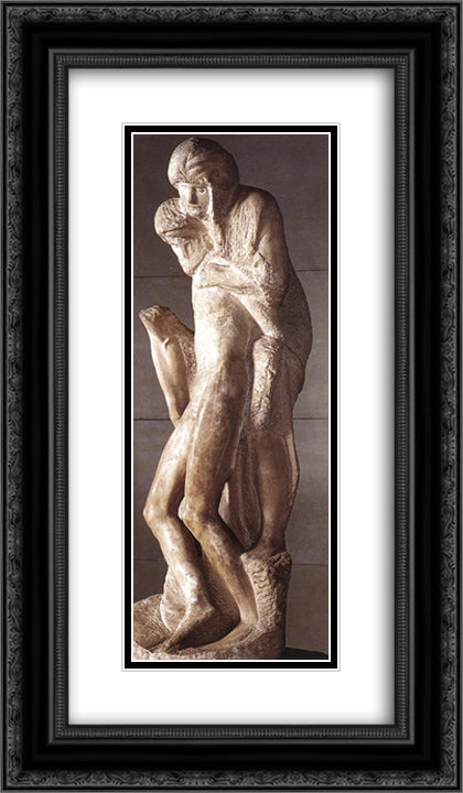 Pieta Rondanini (unfinished) 14x24 Black Ornate Wood Framed Art Print Poster with Double Matting by Michelangelo