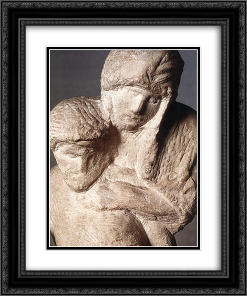 Pieta Rondanini (unfinished) [detail: 1] 20x24 Black Ornate Wood Framed Art Print Poster with Double Matting by Michelangelo