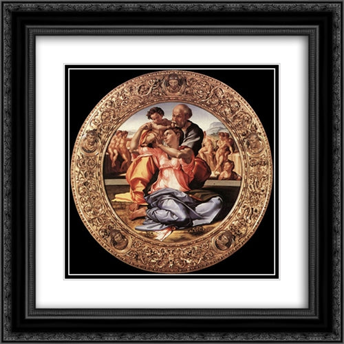 The Doni Tondo 20x20 Black Ornate Wood Framed Art Print Poster with Double Matting by Michelangelo