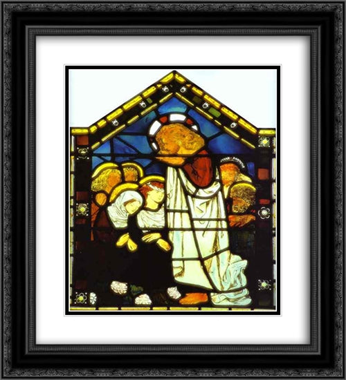 The Sermon on the Mount 20x22 Black Ornate Wood Framed Art Print Poster with Double Matting by Rossetti, Dante Gabriel