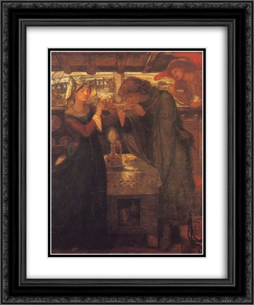 Tristram and Isolde Drinking the Love Potion 20x24 Black Ornate Wood Framed Art Print Poster with Double Matting by Rossetti, Dante Gabriel