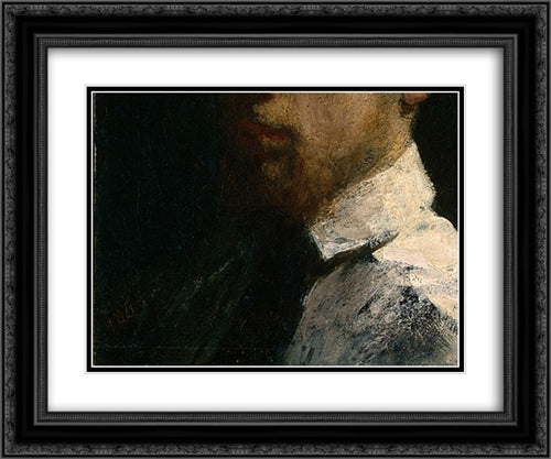 Self-Portrait [detail: 2] 24x20 Black Ornate Wood Framed Art Print Poster with Double Matting by Fantin Latour, Henri