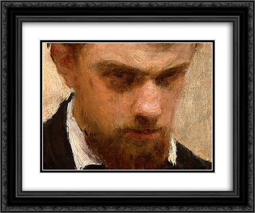 Self-Portrait [detail: 3] 24x20 Black Ornate Wood Framed Art Print Poster with Double Matting by Fantin Latour, Henri