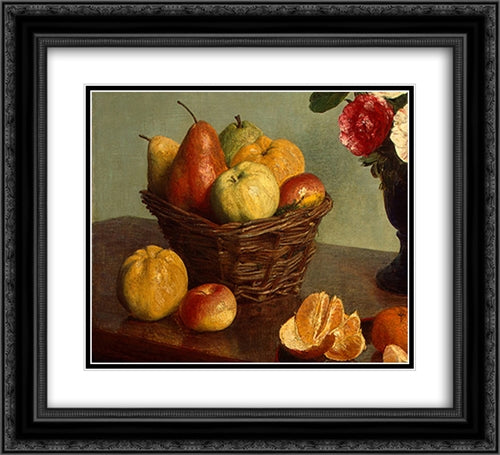 Still Life [detail: 1] 22x20 Black Ornate Wood Framed Art Print Poster with Double Matting by Fantin Latour, Henri