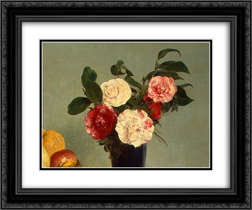 Still Life [detail: 4] 24x20 Black Ornate Wood Framed Art Print Poster with Double Matting by Fantin Latour, Henri