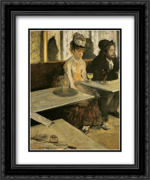 Absinthe 20x24 Black Ornate Wood Framed Art Print Poster with Double Matting by Degas, Edgar