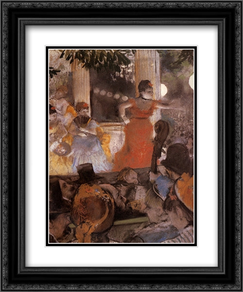 Aux Ambassadeurs 20x24 Black Ornate Wood Framed Art Print Poster with Double Matting by Degas, Edgar