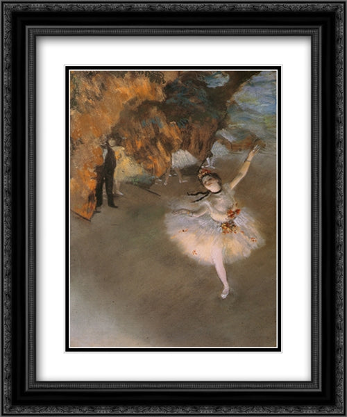 L'Etoile 20x24 Black Ornate Wood Framed Art Print Poster with Double Matting by Degas, Edgar