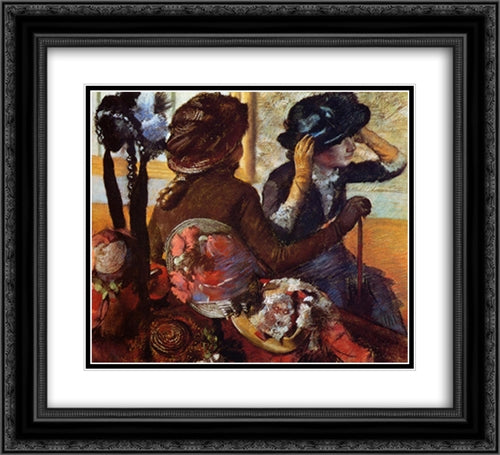 At the Milliner's 22x20 Black Ornate Wood Framed Art Print Poster with Double Matting by Degas, Edgar