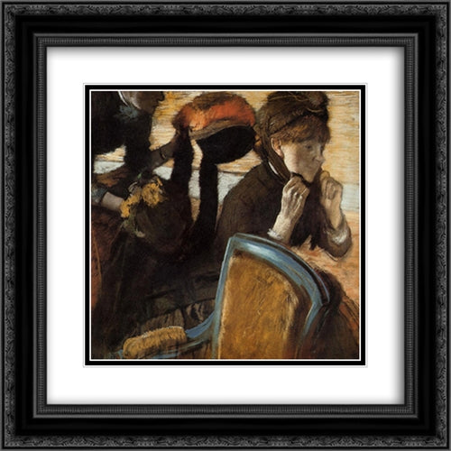 At the Milliner's 20x20 Black Ornate Wood Framed Art Print Poster with Double Matting by Degas, Edgar