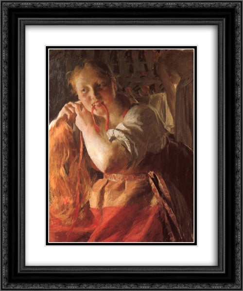 Margit 20x24 Black Ornate Wood Framed Art Print Poster with Double Matting by Zorn, Anders